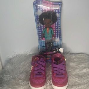 Karma’s World pink high top girls shoes size 9 and Karma Grant doll.